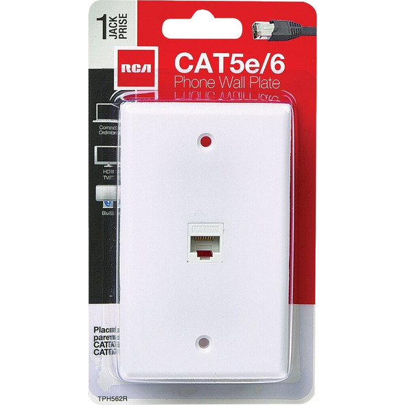 RCA White Flush Mount Plastic CAT 5E-6 Data & Phone Wall Jack TPH562R 506830