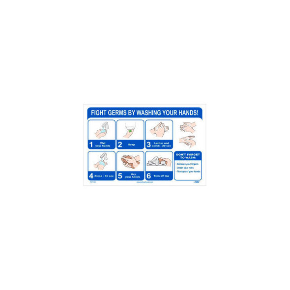 Fight Germs By Washing Your Hands Poster 12"" X 18"" Vinyl