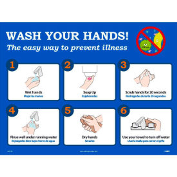 Wash Your Hands Poster 18"" X 24"" Synthetic Paper Wash Your Hands Poster 18"" X 24"" Synthetic Paper