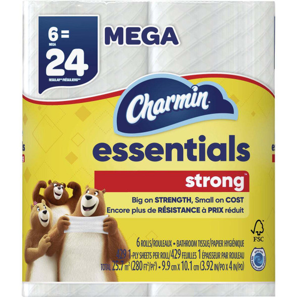 Charmin Essentials Strong Toilet Paper (6 Mega Rolls) 3077204515 Pack of 3
