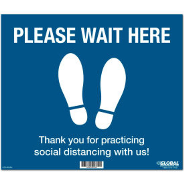 Global Industrial Blue Please Wait Here Floor Sign 14""W x 12""H Vinyl Adhesive Global Industrial Blue Please Wait Here Floor Sign 14""W x 12""H Vinyl Adhesive