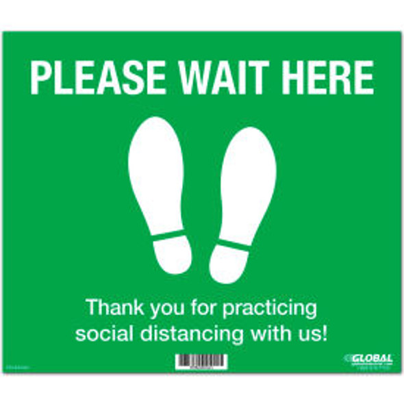 Global Industrial Green Please Wait Here Floor Sign 14""W x 12""H Vinyl Adhesive Global Industrial Green Please Wait Here Floor Sign 14""W x 12""H Vinyl Adhesive