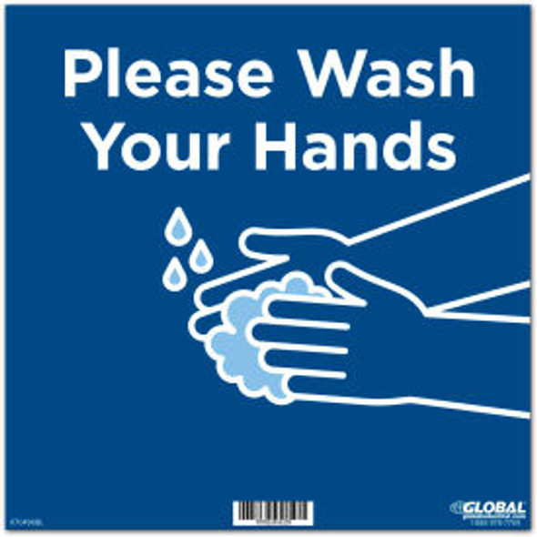 Global Industrial 12"" Square Please Wash Your Hands Wall Sign Blue Adhesive Global Industrial 12"" Square Please Wash Your Hands Wall Sign Blue Adhesive