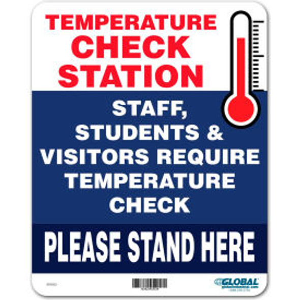 Global Industrial Temperature Check Station Sign 8""W x 10""H  Plastic Global Industrial Temperature Check Station Sign 8""W x 10""H  Plastic