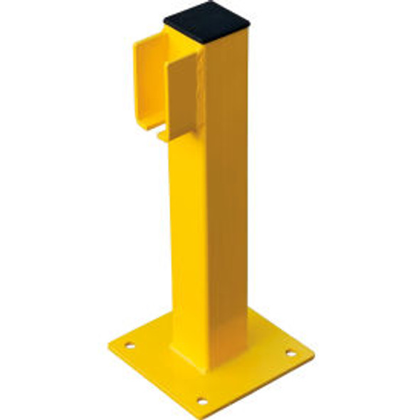 Global Industrial Steel Lift-Out Guard Rail End Post Single-Rail 20""H Yellow