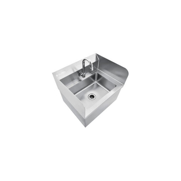 Global Industrial Stainless Steel Hands Free Wall Mount Sink W/Faucet & Splash G