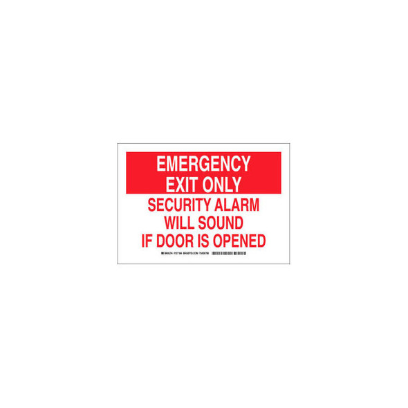 Brady 127165 Emergency Exit Only Security Alarm Will Sound If Door Is Opened Sig