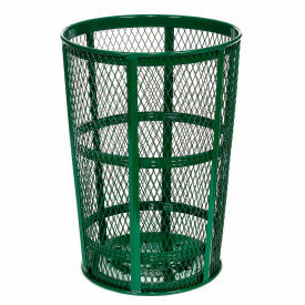 Global Industrial Outdoor Steel Mesh Corrosion Resistant Trash Can 48 Gallon Gre
