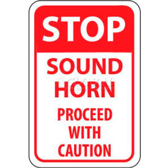 NMC TM70G Traffic Sign Stop Sound Horn Proceed With Caution 18"" X 12"" White/Re