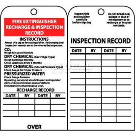 NMC RPT26 Tags Fire Extinguisher Recharge And Inspection Record 6"" X 3"" White/