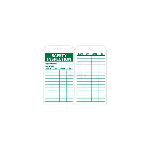 NMC RPT170 Tags Safety Inspection 6"" X 3"" White/Green 25/Pk