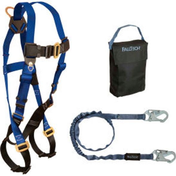 FallTech 9005PS Starter Kit with 7015 Harness 6' Shock Absorbing Lanyard & Gear