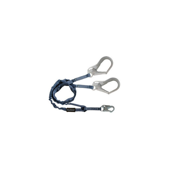 FallTech 8259Y3 Internal 6' Shock Absorbing Lanyard with 1 Snap Hook and 2 Rebar