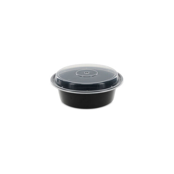 VERSAtainer Microwavable Round Containers 32 oz. 7"" Diameter Black/Clear - 150