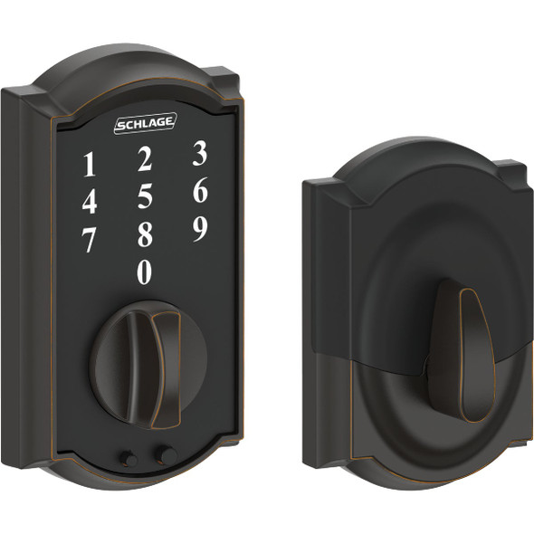 Schlage Camelot Touchscreen Aged Bronze Electronic Deadbolt BE375VCAM716