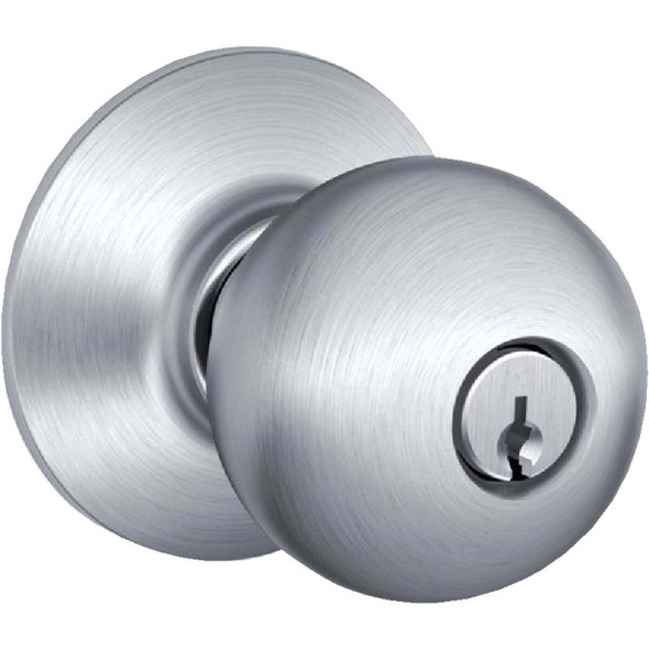 Schlage Orbit Satin Chrome Entry Door Knob  F51CSVORB626