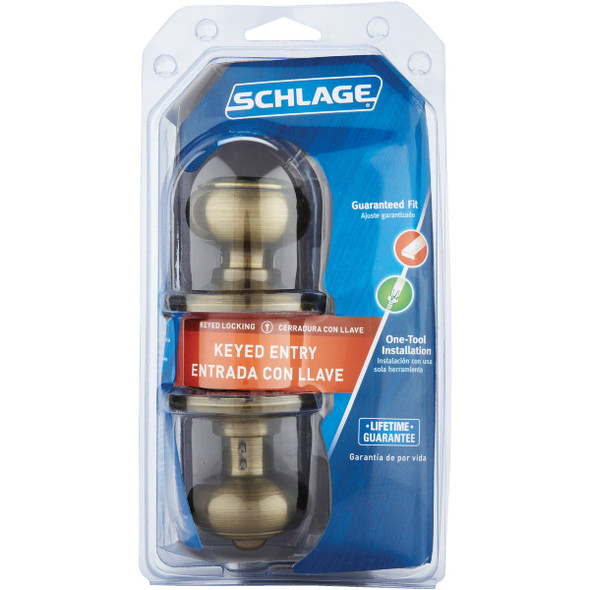 Schlage Georgian Antique Brass Entry Door Knob