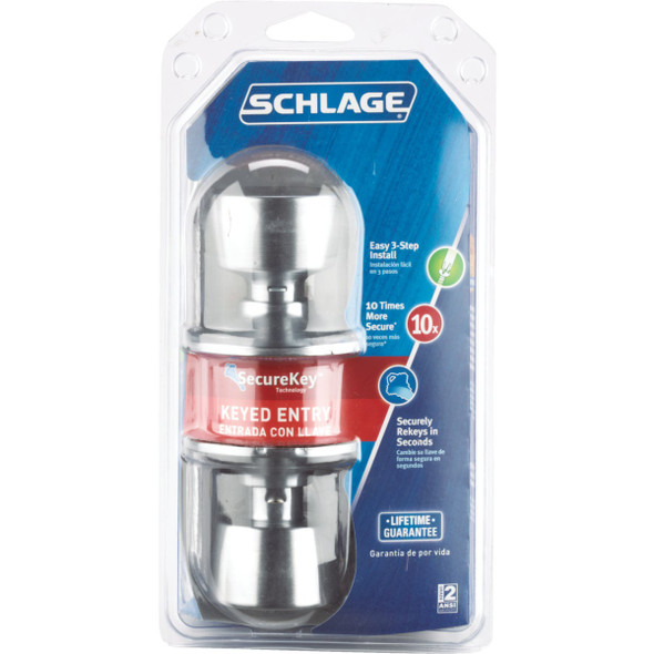Schlage Bell Satin Chrome Entry Door Knob  F51VBEL626 245496