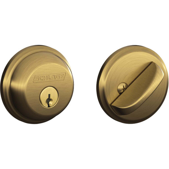 Schlage Antique Brass Single Cylinder Deadbolt B60NG609