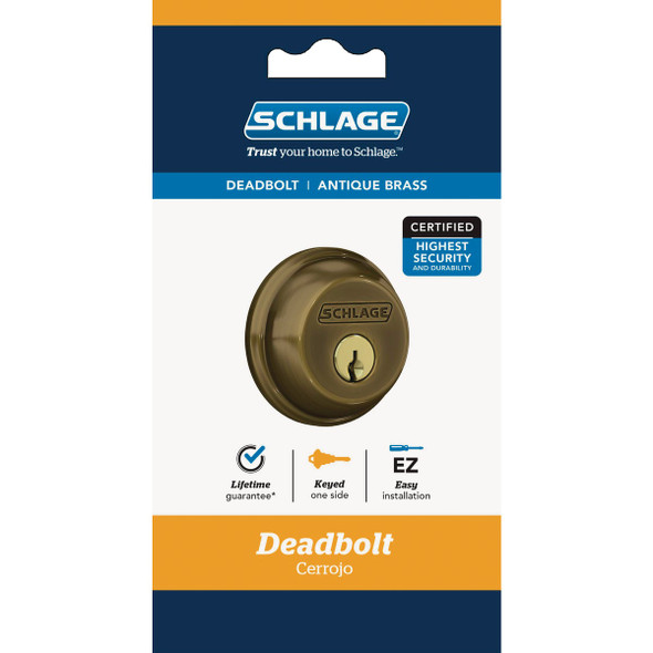Schlage Antique Brass Single Cylinder Deadbolt