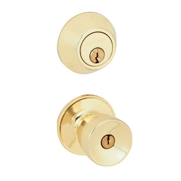 Dexter Bright Brass Deadbolt & Door Knob Combo JC60VBYR605