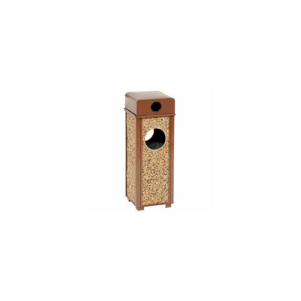 Global Industrial Stone Panel Trash Weather Urn Brown 2-1/2 Gallon 10-1/4"" Squa