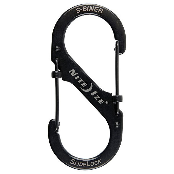 Nite Ize Double Carabiner, Slide Lock, Stainless Steel, Black LSB4-01-R3