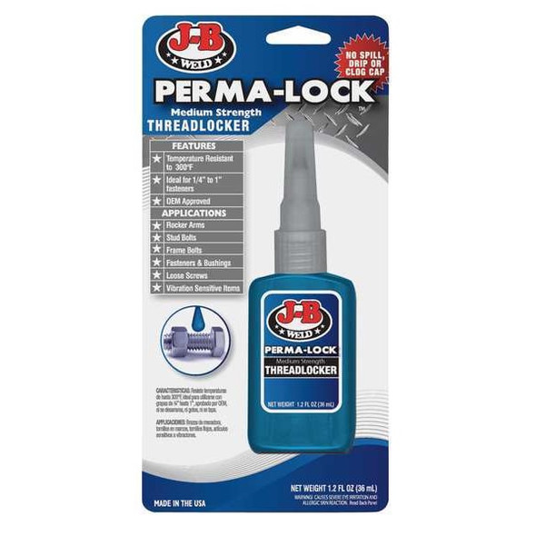 J-B Weld Threadlocker, J-B WELD Perma-Lock, Blue, Medium, Liquid, 1.22 fl oz, Bottle 24236