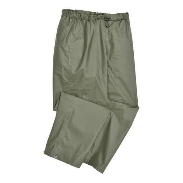 Rain Pants, Polyester/PVC, 35 in Inseam, Elastic Closure, Green, Size 2XL