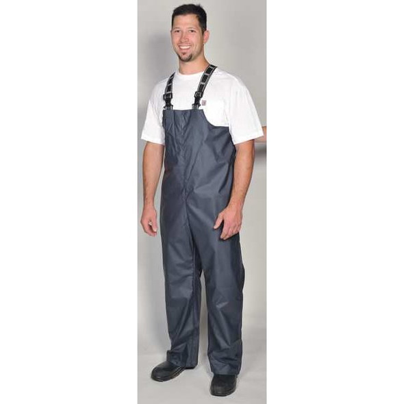 Rain Bib Overall, Polyester, 33 in Inseam, 36 in to 38 in Waist, 35 mil Thickness, Green, L