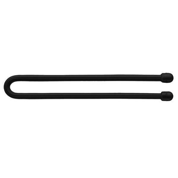 Gear Tie, 12 in L, Variable Max Bundle Dia., Black, Rubber, Wire, 2 PK