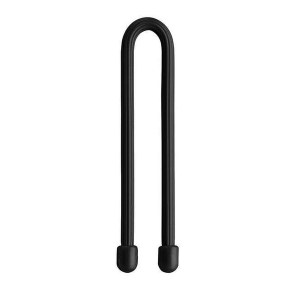 Gear Tie, 6 in L, Variable Max Bundle Dia., Black, Rubber, Wire, 2 PK