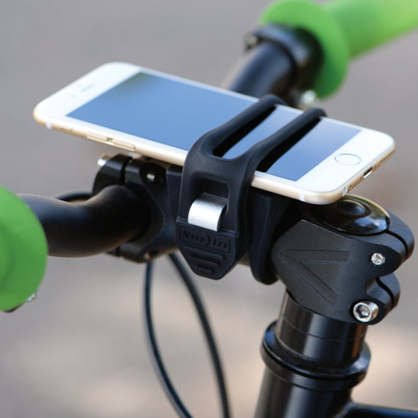 Nite Ize HandleBand 0.9 In. to 2 In. Bicycle Handlebar Gray Phone Holder