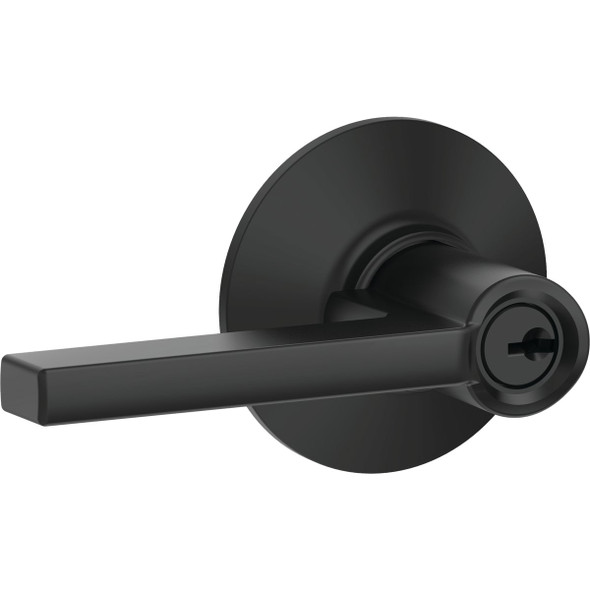 Schlage Latitude Matte Black Keyed Entry Door Lever F51AGLAT622