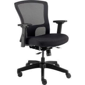 Interion 24 Hour Mesh Back Chair w/ Mid Back & Adjustable Arms Fabric Black
