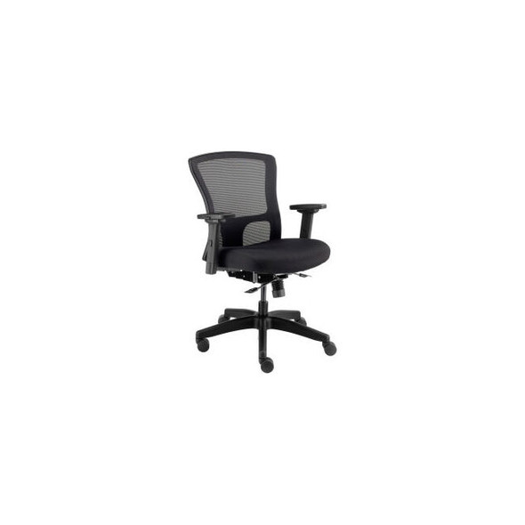 Interion 24 Hour Mesh Back Chair w/ Mid Back & Adjustable Arms Fabric Black