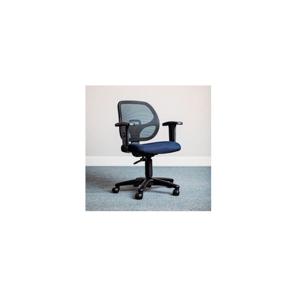 Interion Mesh Office Chair With Mid Back & Adjustable Arms Fabric Blue