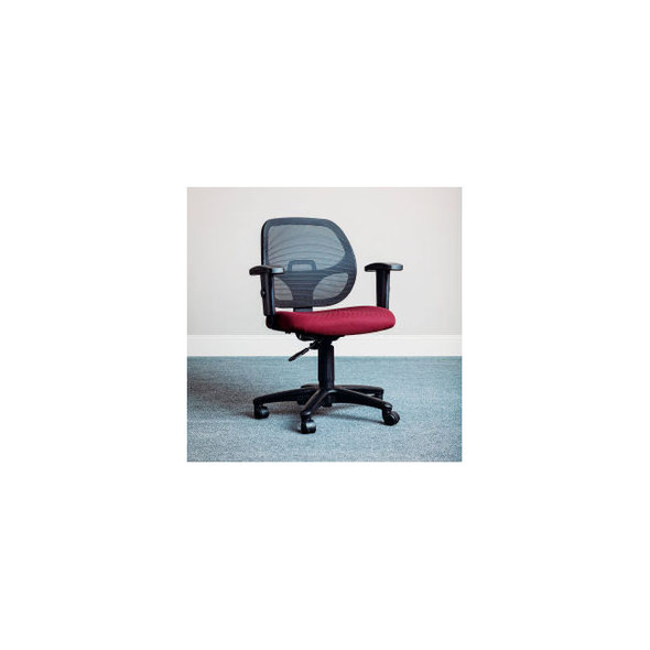 Interion Mesh Office Chair With Mid Back & Adjustable Arms Fabric Red