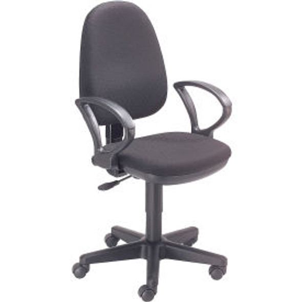 Interion Multifunctional Chair With Mid Back Fixed Arms Fabric Black