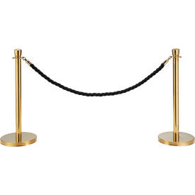 Global Industrial Black Vinyl Braided Rope 59"" With Ends For Portable Gold Post