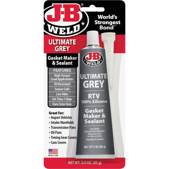 J-B Weld 3 Oz. Ultimate Grey RTV Silicone Gasket & Sealant 32327