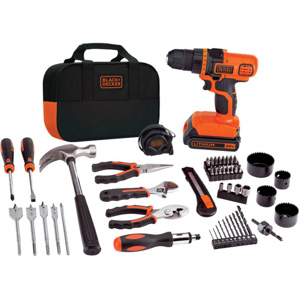 Black & Decker 20V MAX 3/8 In. Cordless Drill & Project Kit (68-Piece) LDX120PK