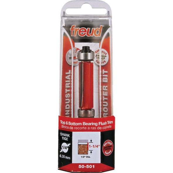 Freud 1/2 In. Top & Bottom Bearing Flush Trim Router Bit 50-501