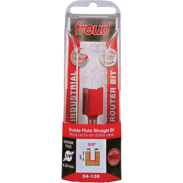 Freud 5/8 In. x 3/4 In. Double Flute Straight Router Bit 04-136