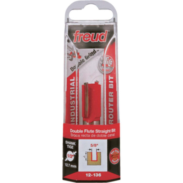 Freud 5/8 In. x 1 In. Double Flute Eclipse Grind Straight Router Bit 12-136