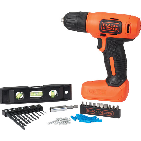Black & Decker 8V Lithium-Ion 3/8 In. Cordless Drill & Project Kit (43-Piece)