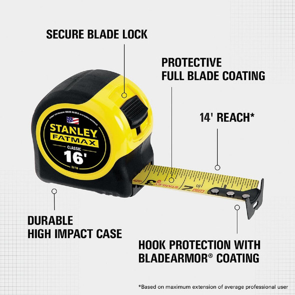 Stanley FatMax 16 Ft. Classic Tape Measure with 11 Ft. Standout 33-716 357324