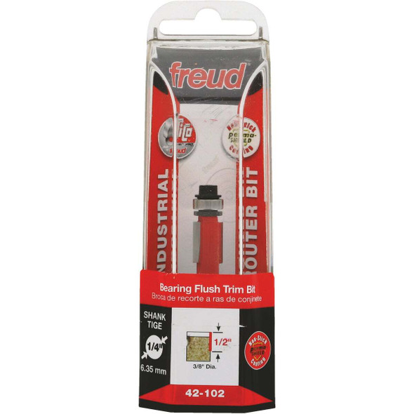 Freud 3/8 In. x 1/2 In. 2-Cutter Flush Trim Router Bit 42-102