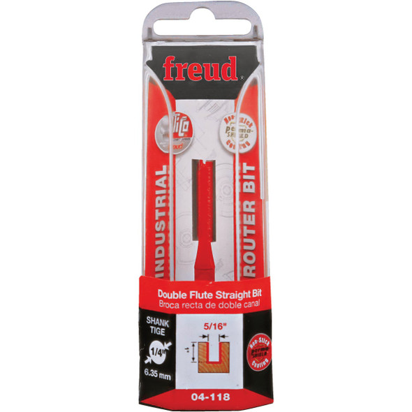 Freud 5/16 In. x 1 In. Double Flute Straight Router Bit 04-118