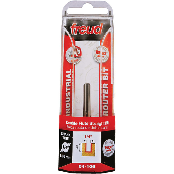 Freud 1/4 In. x 3/4 In. Double Flute Straight Router Bit 04-106